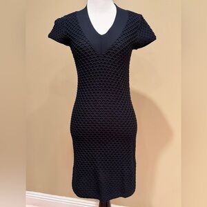 Armani Exchange Women's Black Short Sleeve V-Neck Fitted Dress Size Small